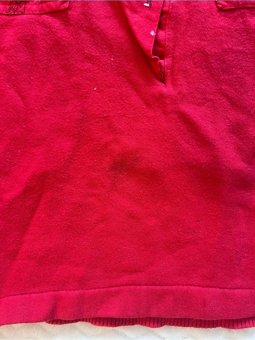 Vintage Women's Red Button-Pocket Pullover Top